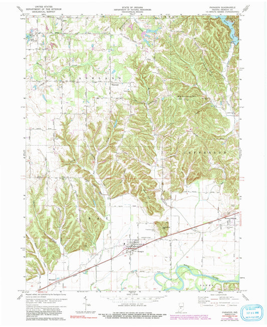 Classic USGS Paragon Indiana 7.5'x7.5' Topo Map Image
