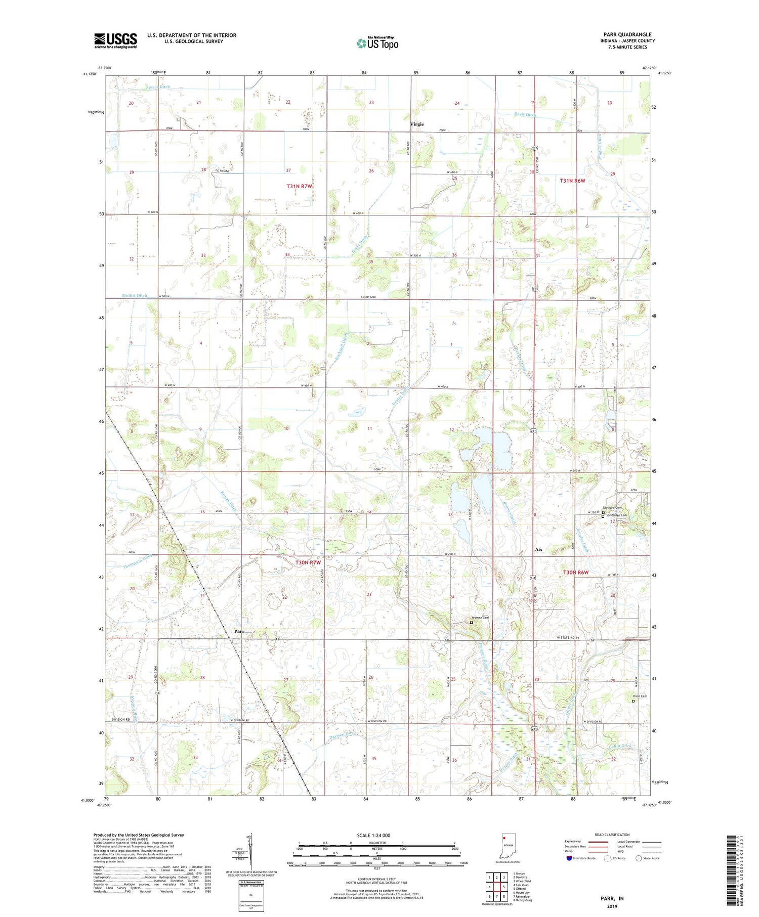 Parr Indiana US Topo Map Image