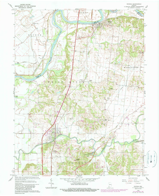 Classic USGS Patoka Indiana 7.5'x7.5' Topo Map Image