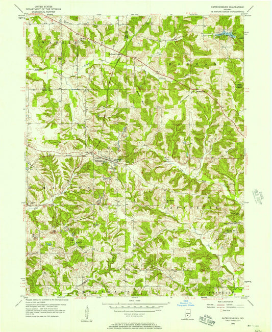 Classic USGS Patricksburg Indiana 7.5'x7.5' Topo Map Image