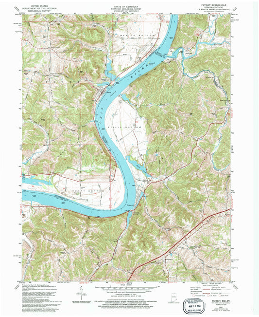 Classic USGS Patriot Indiana 7.5'x7.5' Topo Map Image