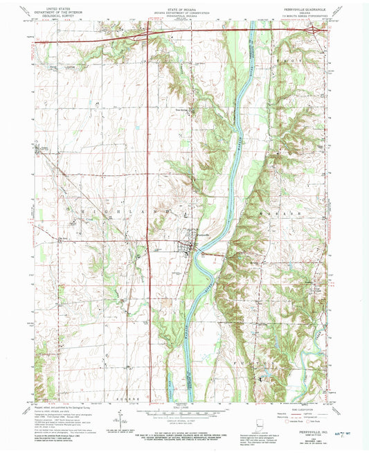 Classic USGS Perrysville Indiana 7.5'x7.5' Topo Map Image