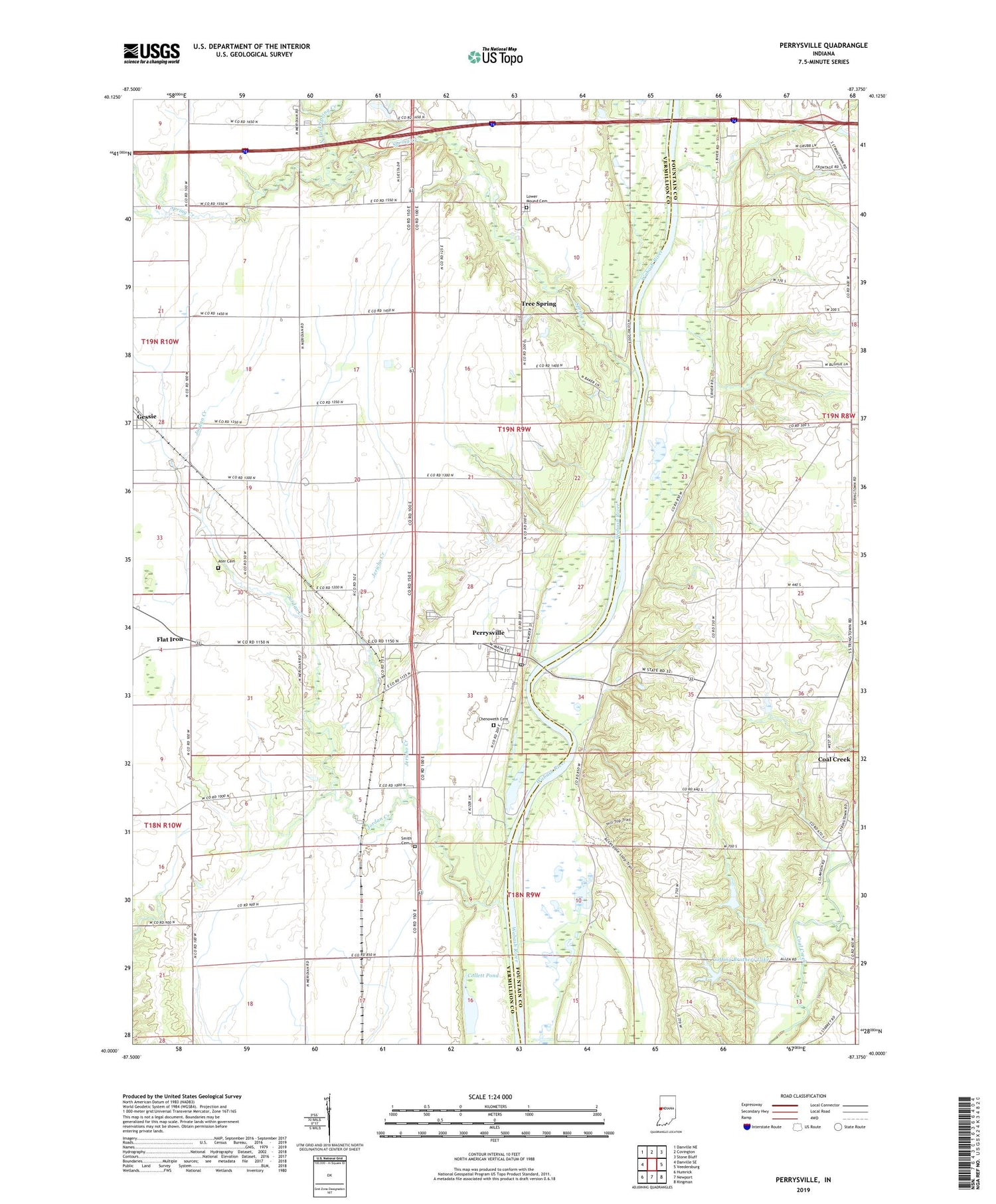 Perrysville Indiana US Topo Map Image