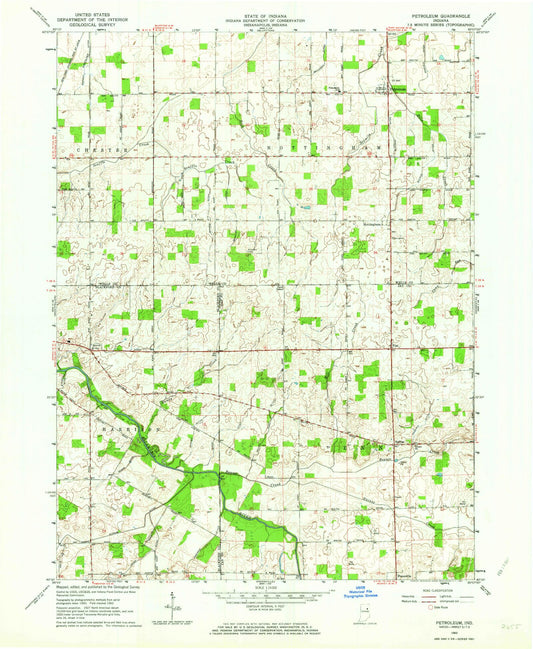 Classic USGS Petroleum Indiana 7.5'x7.5' Topo Map Image