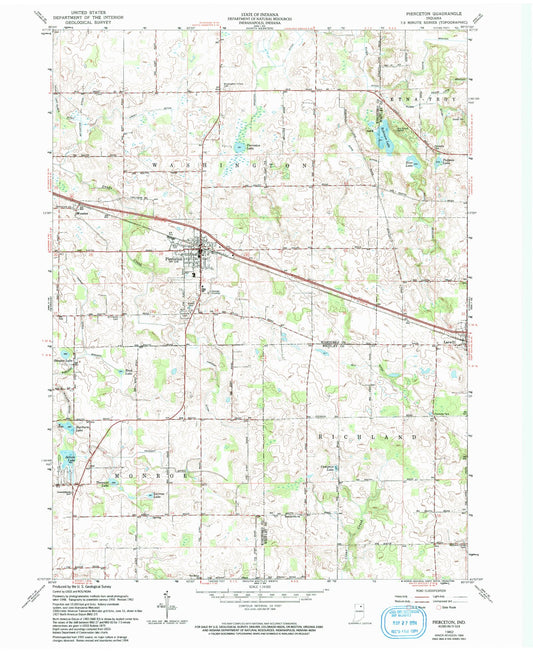 Classic USGS Pierceton Indiana 7.5'x7.5' Topo Map Image