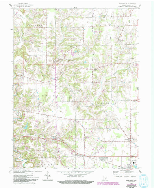 Classic USGS Pierceville Indiana 7.5'x7.5' Topo Map Image