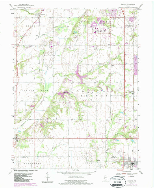 Classic USGS Pimento Indiana 7.5'x7.5' Topo Map Image