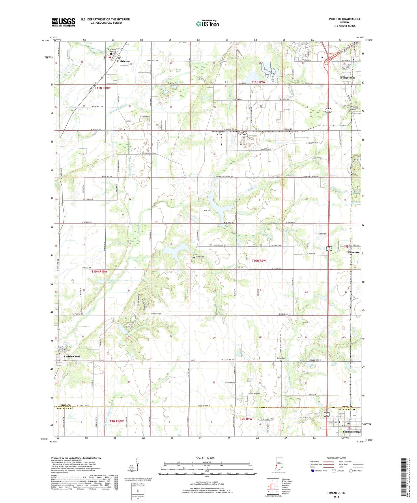 Pimento Indiana US Topo Map Image