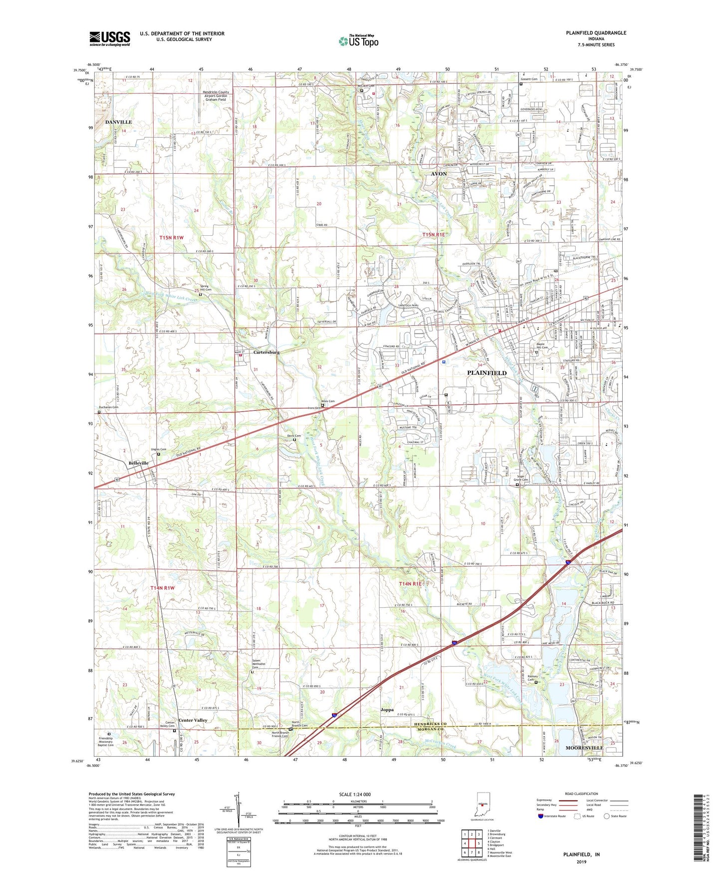 Plainfield Indiana US Topo Map Image