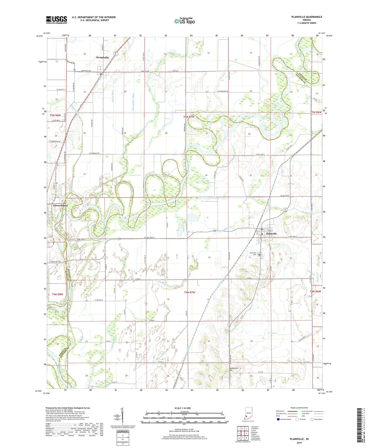 Plainville Indiana US Topo Map Image
