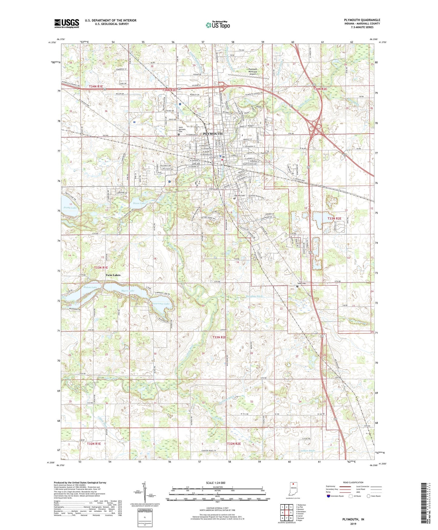 Plymouth Indiana US Topo Map Image
