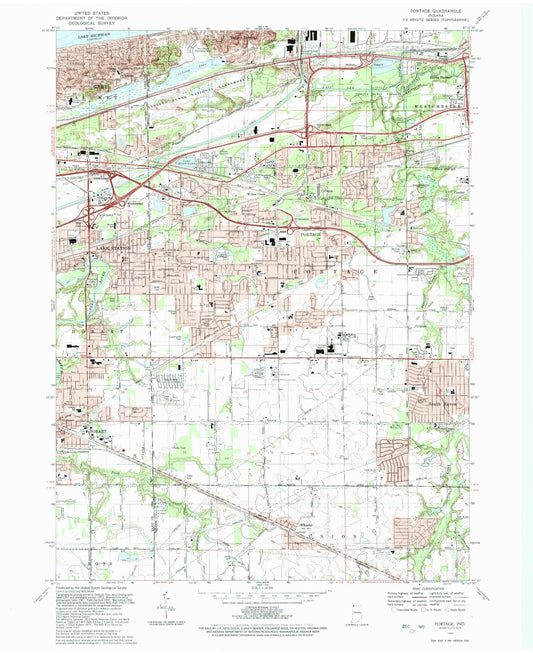 Classic USGS Portage Indiana 7.5'x7.5' Topo Map Image
