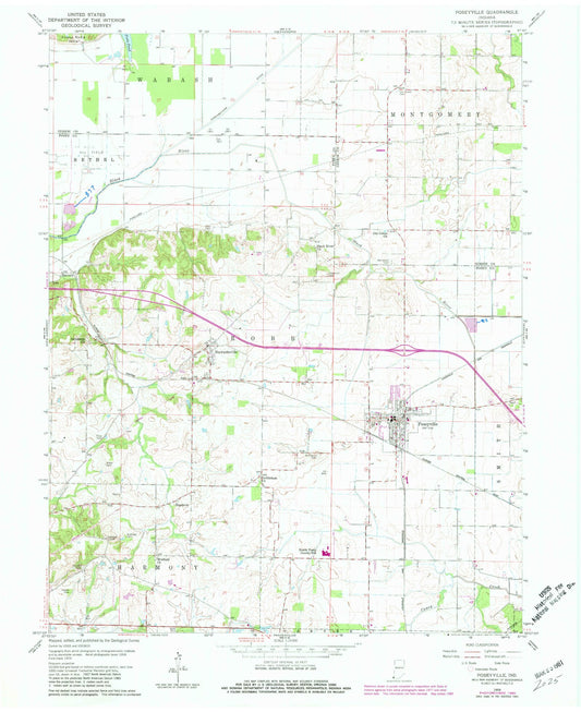 Classic USGS Poseyville Indiana 7.5'x7.5' Topo Map Image