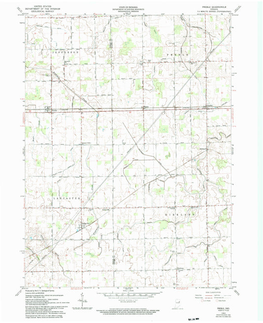 Classic USGS Preble Indiana 7.5'x7.5' Topo Map Image