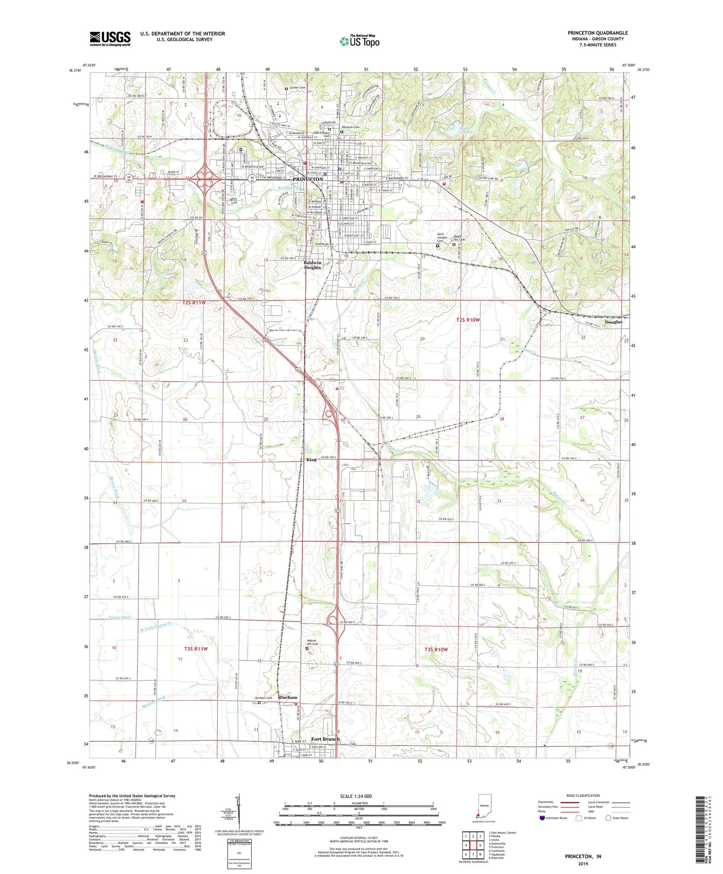 Princeton Indiana US Topo Map Image