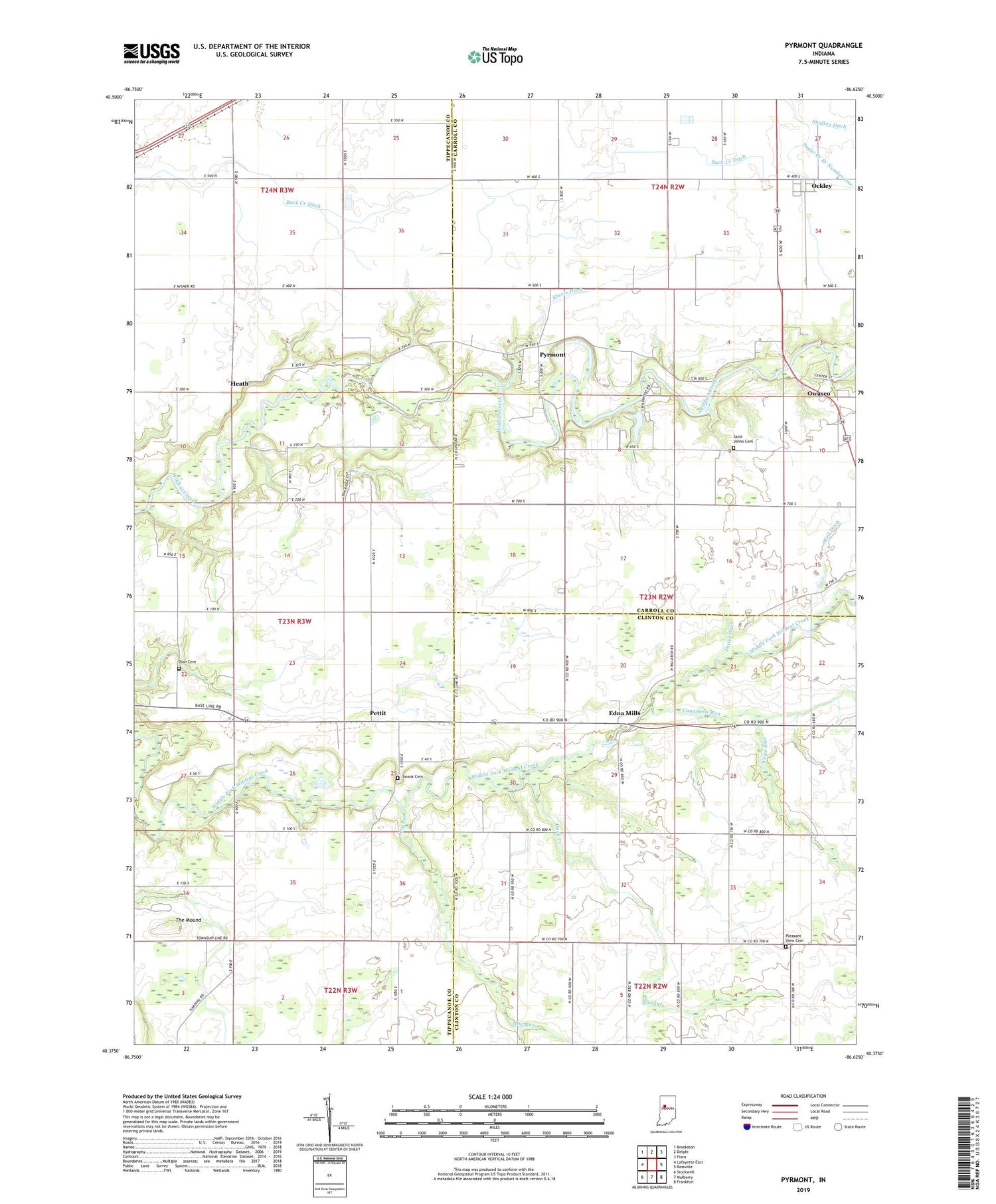 Pyrmont Indiana US Topo Map Image