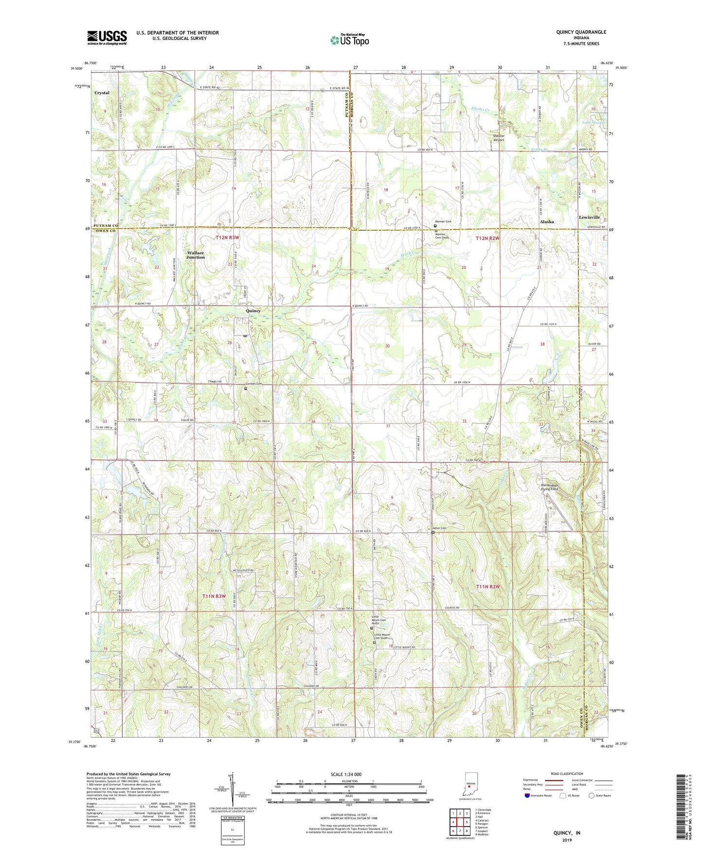 Quincy Indiana US Topo Map Image