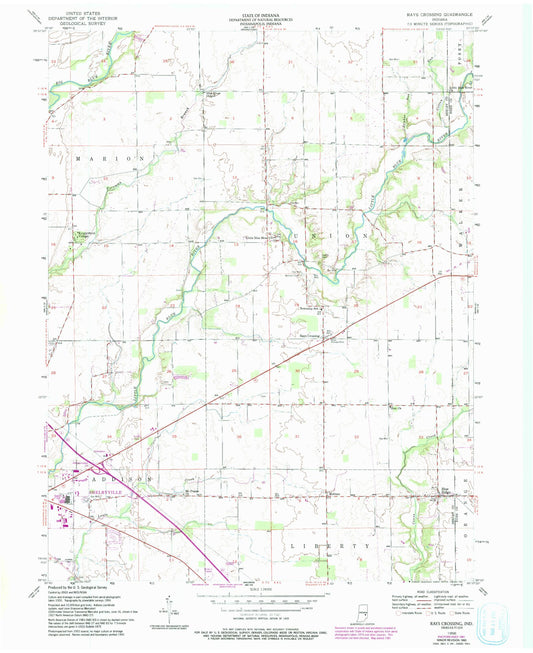 Classic USGS Rays Crossing Indiana 7.5'x7.5' Topo Map Image
