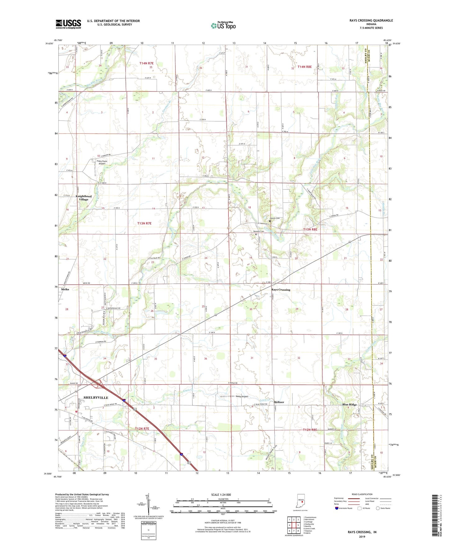 Rays Crossing Indiana US Topo Map Image