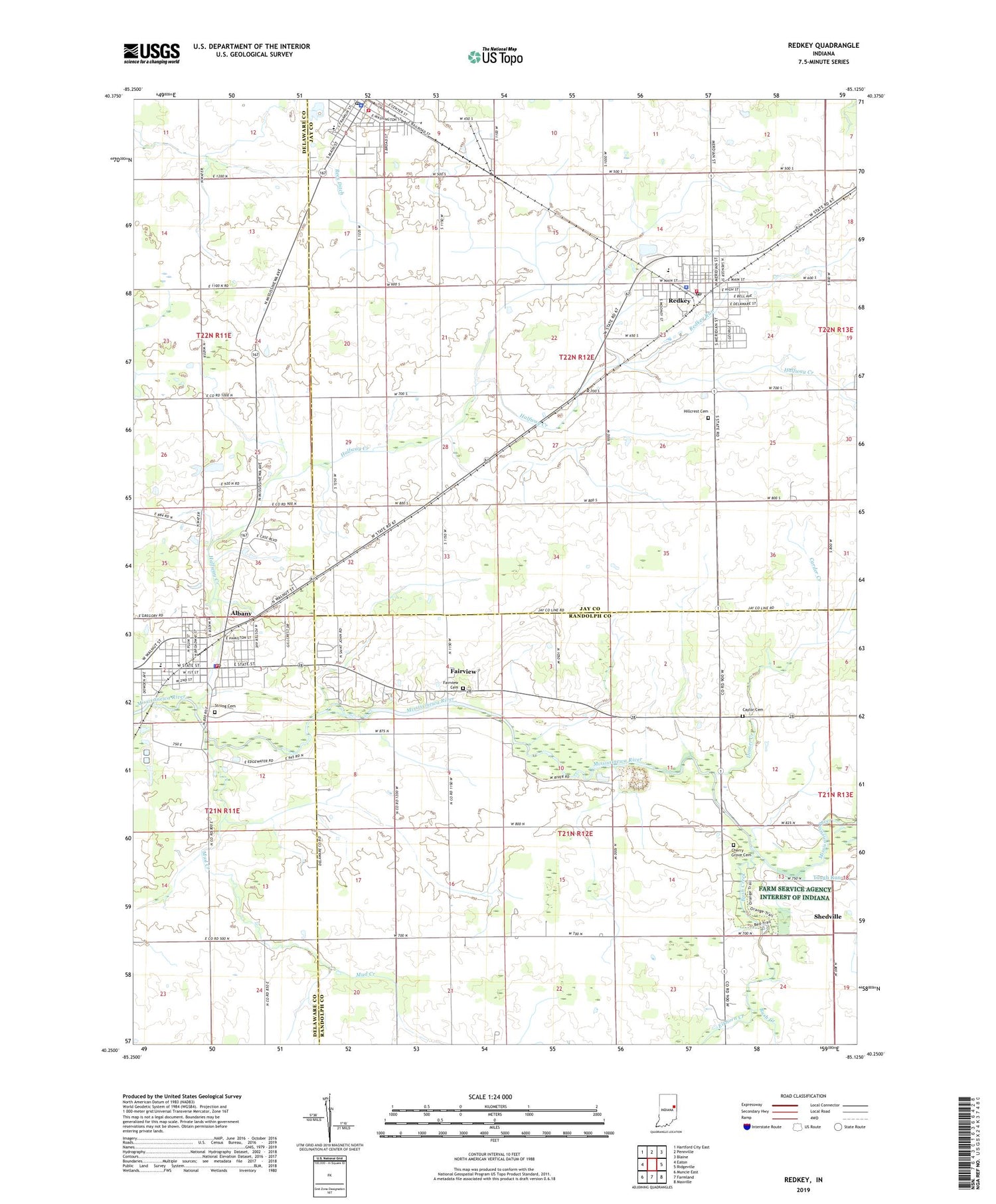 Redkey Indiana US Topo Map Image