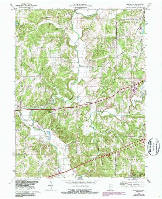 Classic USGS Reelsville Indiana 7.5'x7.5' Topo Map Image