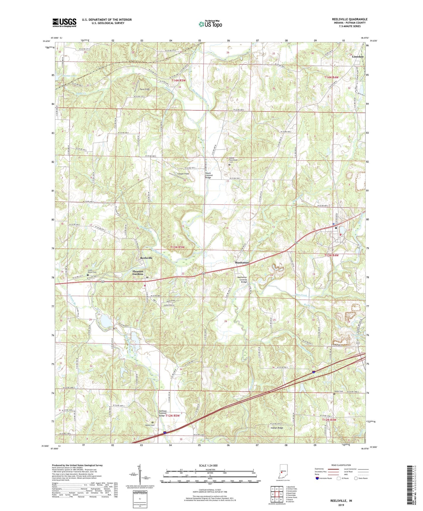 Reelsville Indiana US Topo Map Image