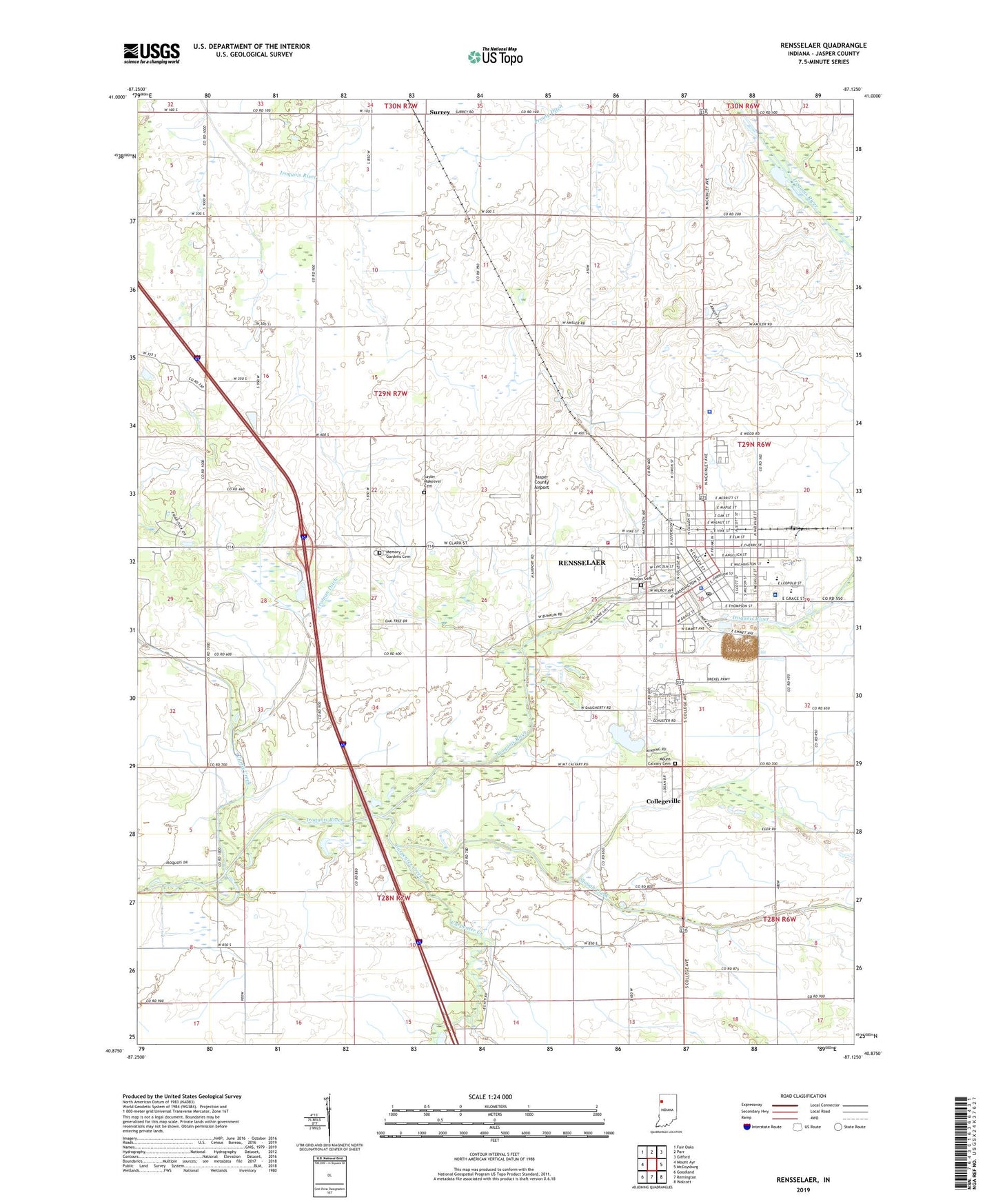 Rensselaer Indiana US Topo Map Image