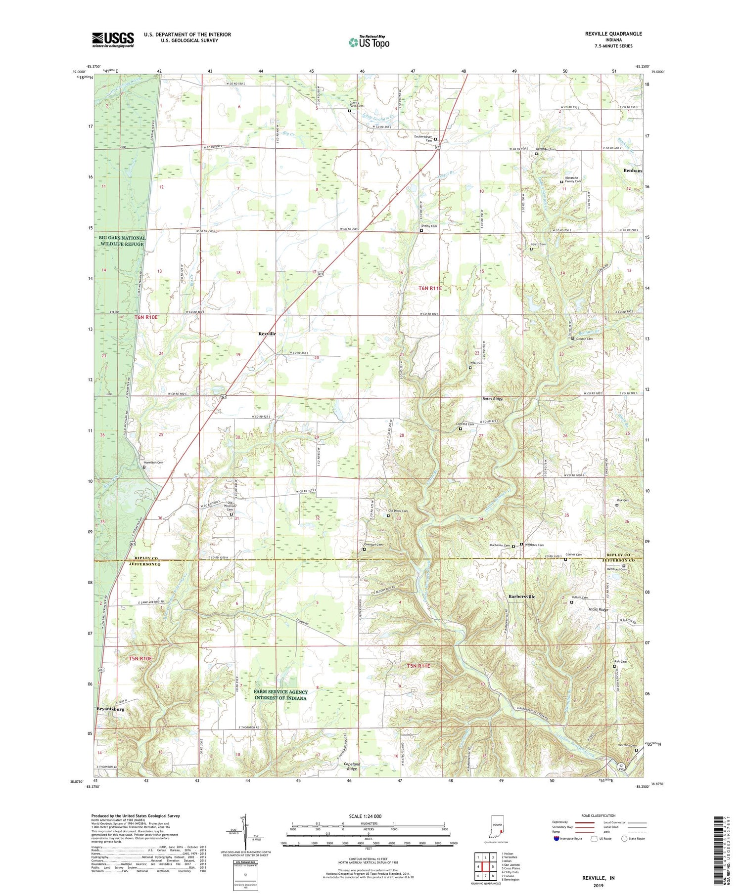 Rexville Indiana US Topo Map Image
