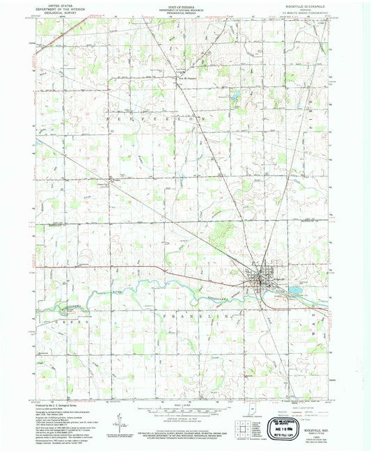 Classic USGS Ridgeville Indiana 7.5'x7.5' Topo Map Image