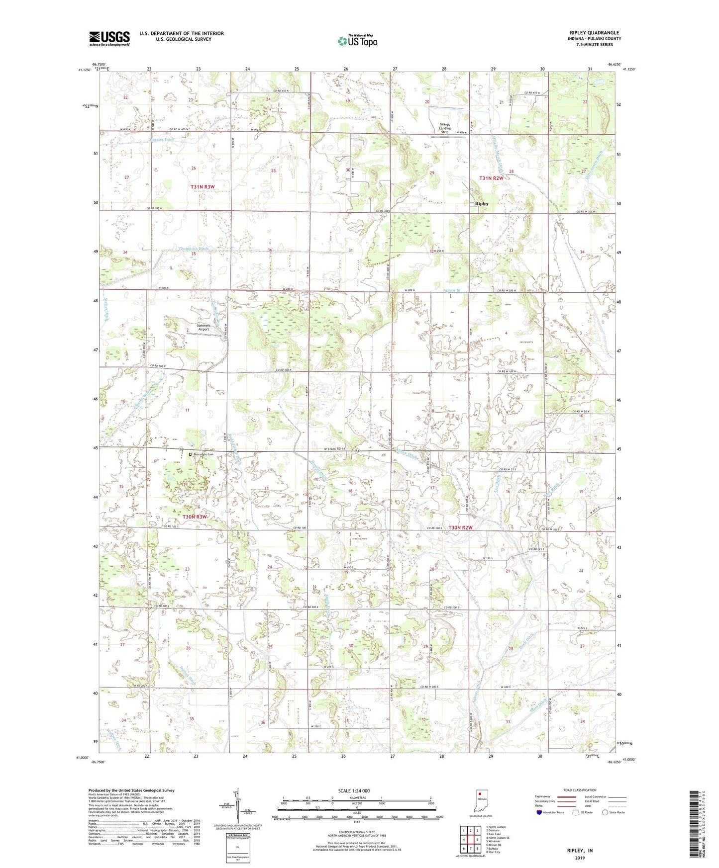 Ripley Indiana US Topo Map Image