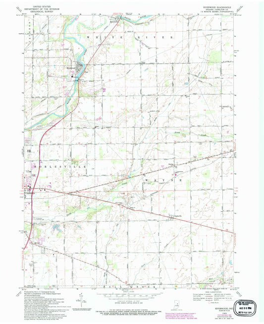 Classic USGS Riverwood Indiana 7.5'x7.5' Topo Map Image
