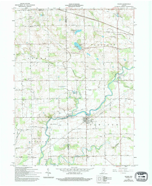 Classic USGS Roann Indiana 7.5'x7.5' Topo Map Image