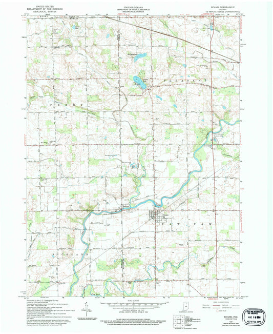 Classic USGS Roann Indiana 7.5'x7.5' Topo Map Image