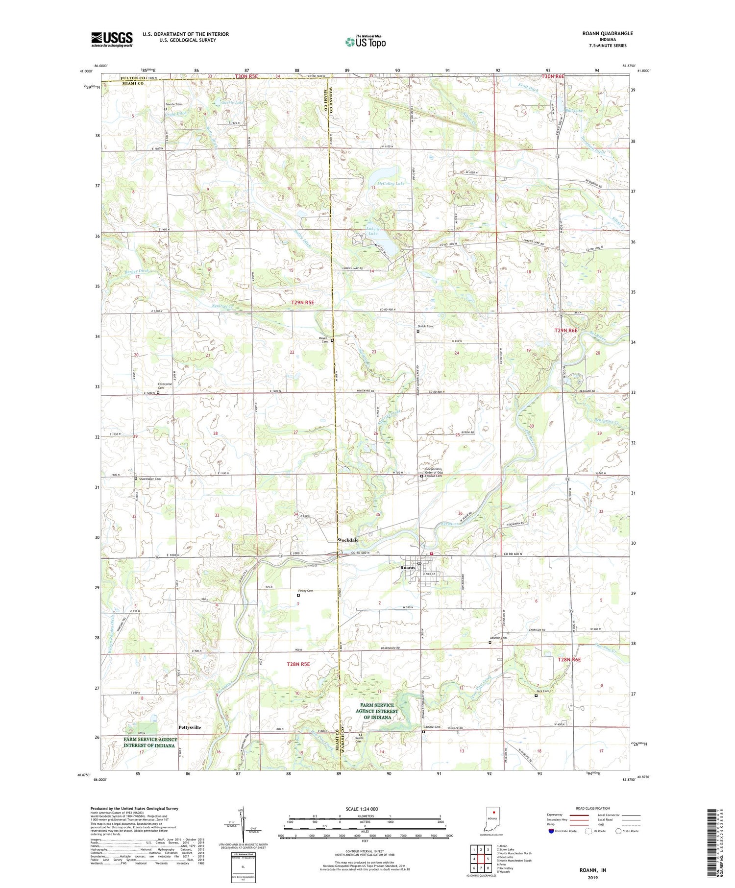 Roann Indiana US Topo Map Image