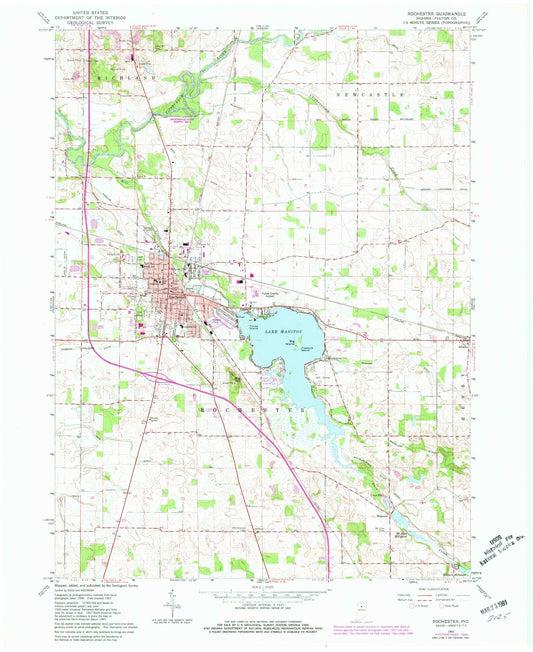 Classic USGS Rochester Indiana 7.5'x7.5' Topo Map Image