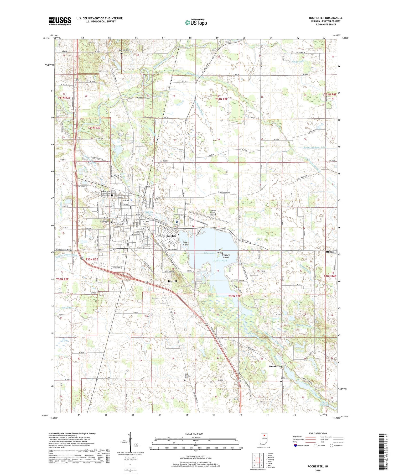 Rochester Indiana US Topo Map Image