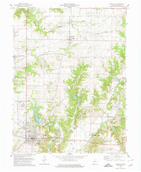 Classic USGS Rockville Indiana 7.5'x7.5' Topo Map Image