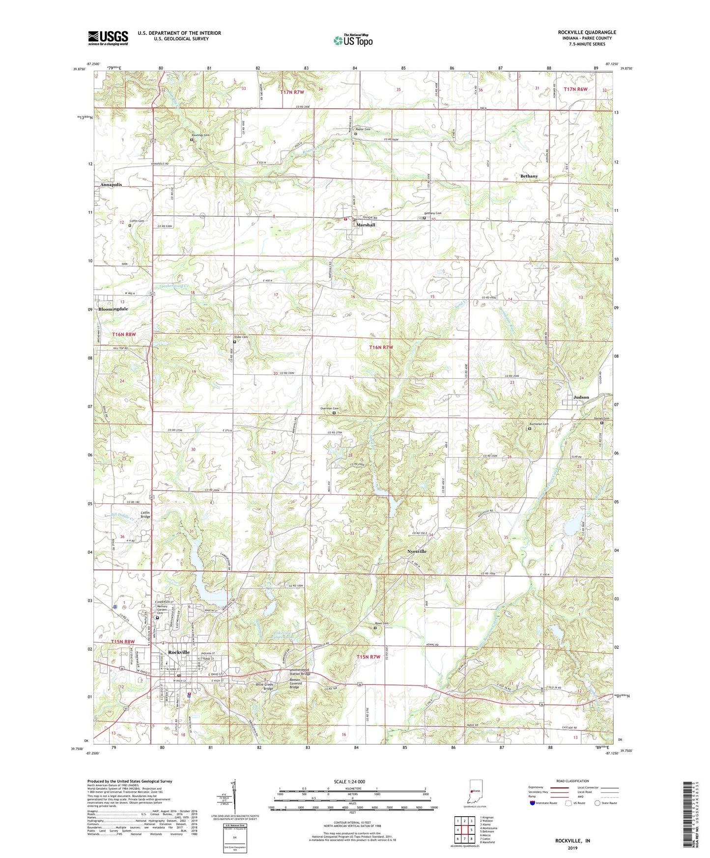 Rockville Indiana US Topo Map Image