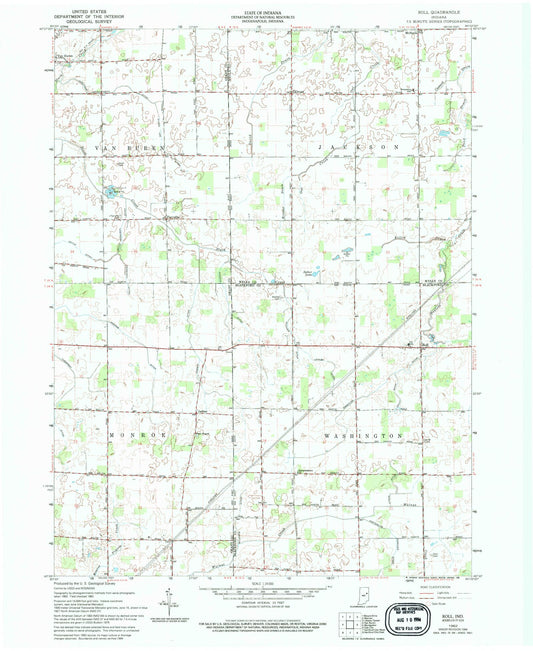 Classic USGS Roll Indiana 7.5'x7.5' Topo Map Image