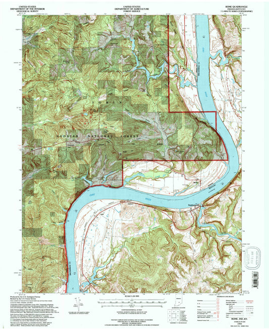 Classic USGS Rome Indiana 7.5'x7.5' Topo Map Image