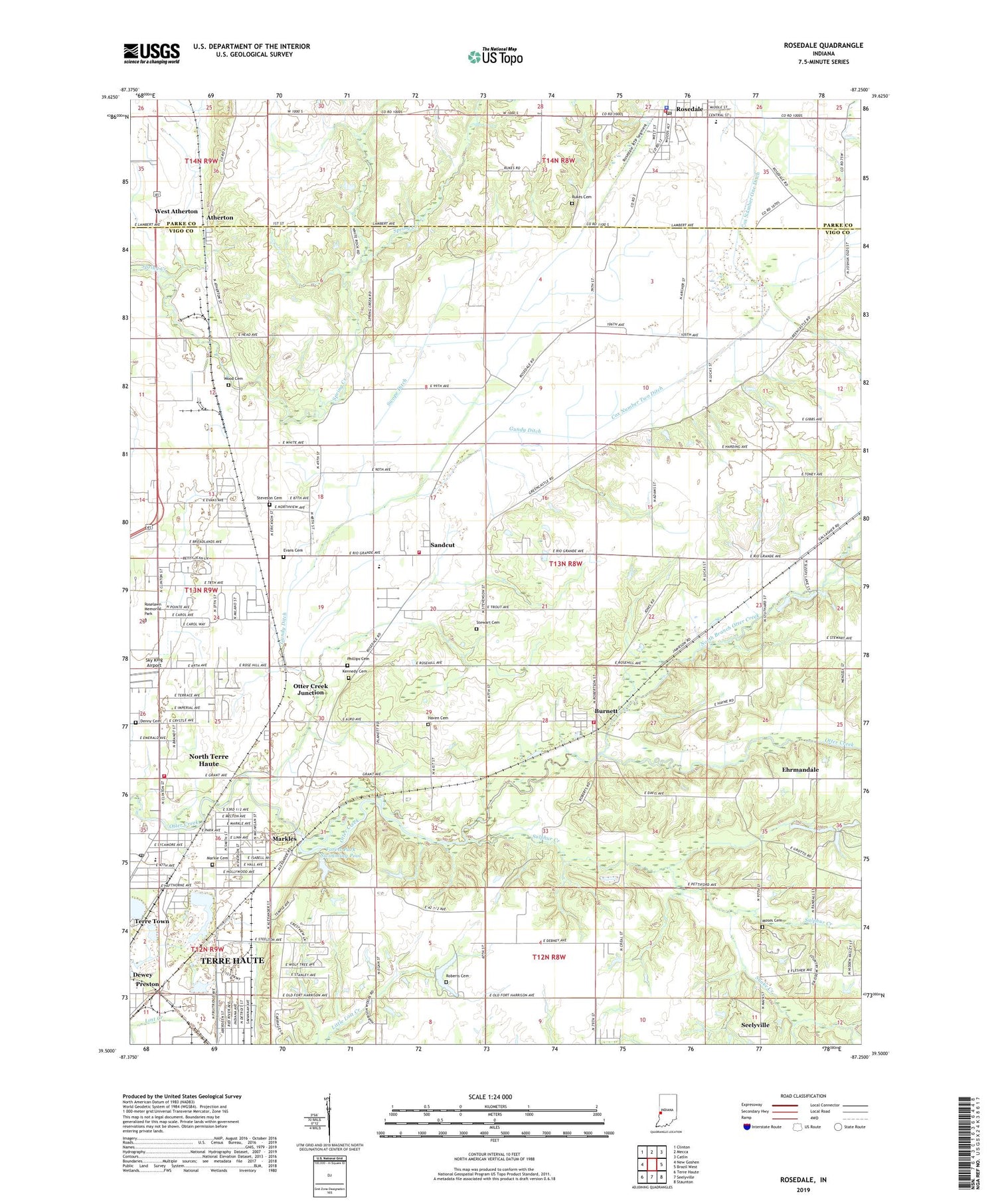 Rosedale Indiana US Topo Map Image