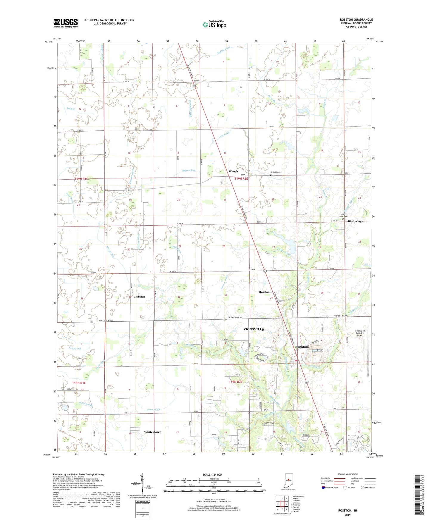 Rosston Indiana US Topo Map Image