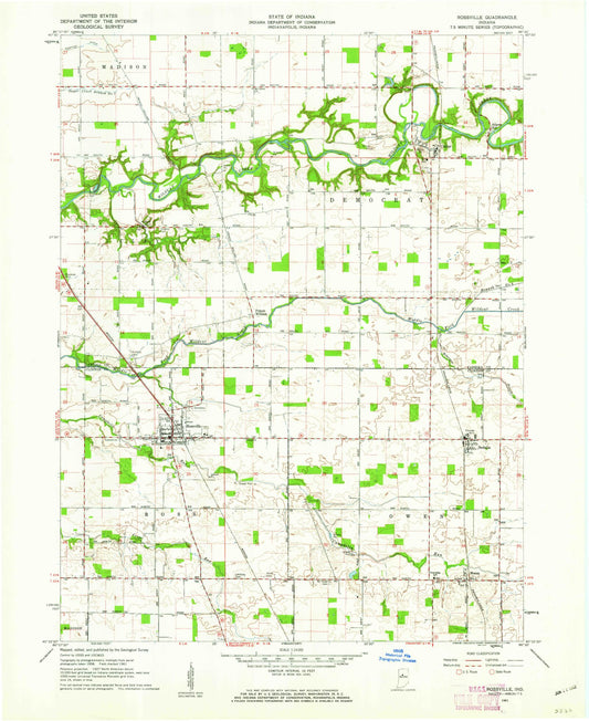 Classic USGS Rossville Indiana 7.5'x7.5' Topo Map Image
