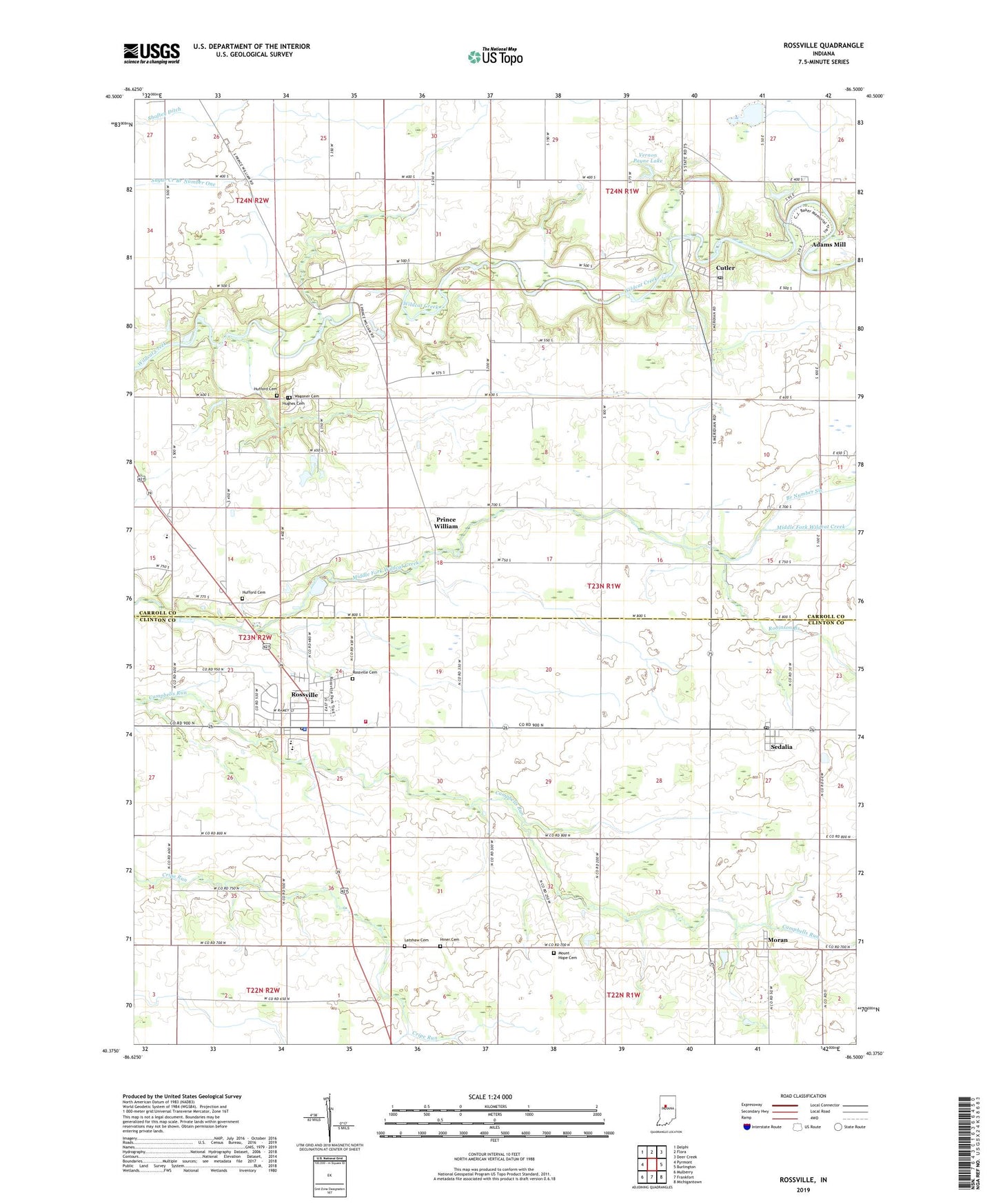 Rossville Indiana US Topo Map Image