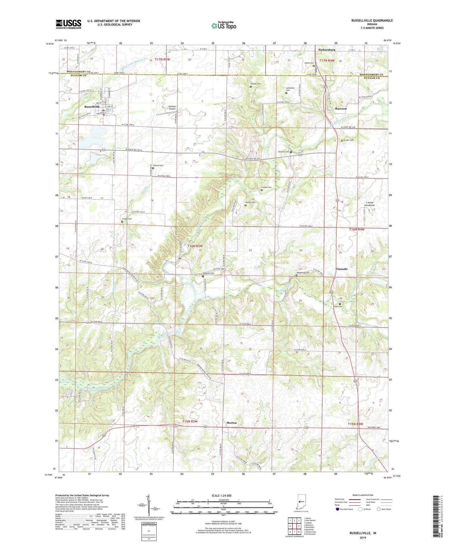 Russellville Indiana US Topo Map Image