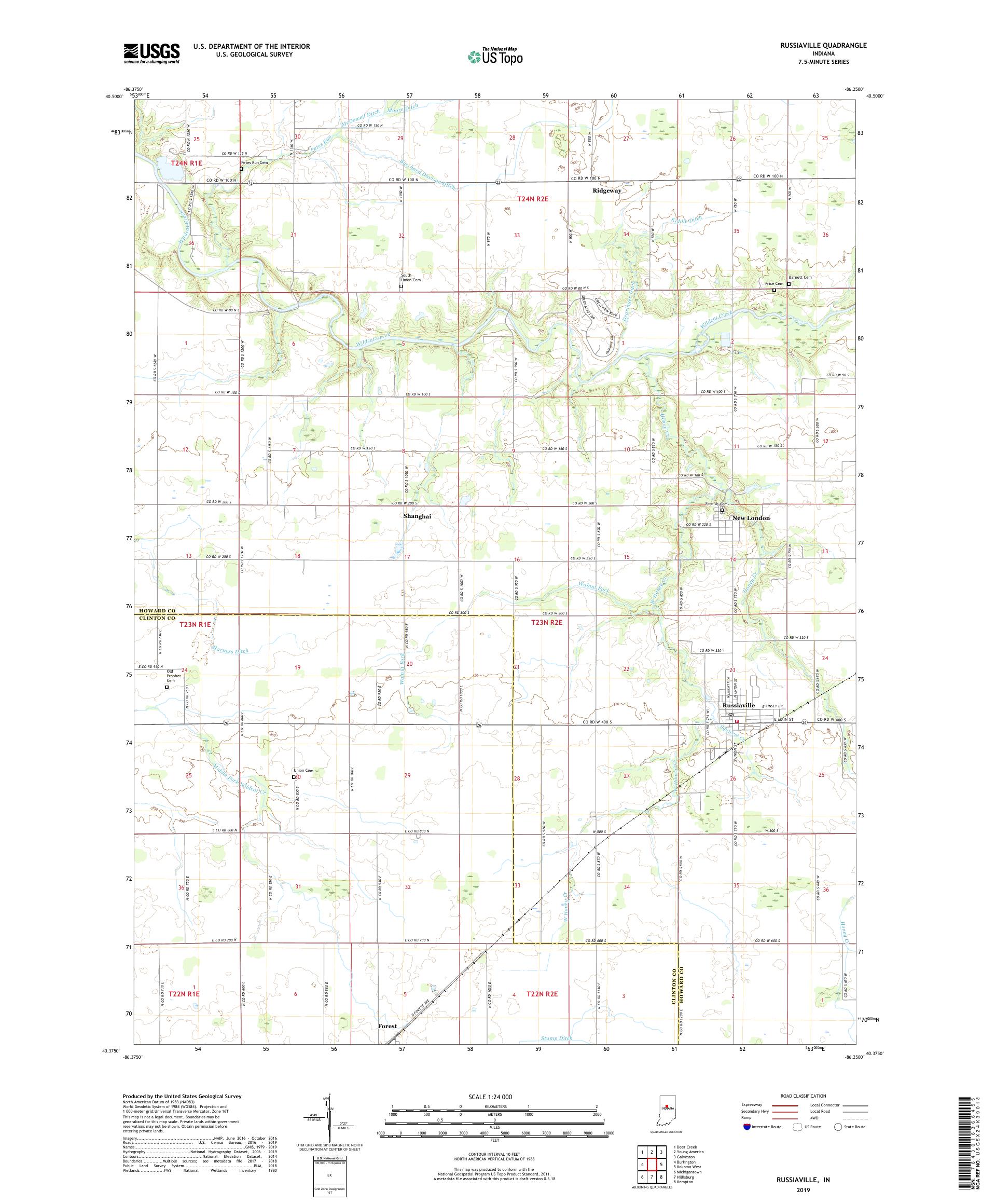 Russiaville Indiana US Topo Map – MyTopo Map Store