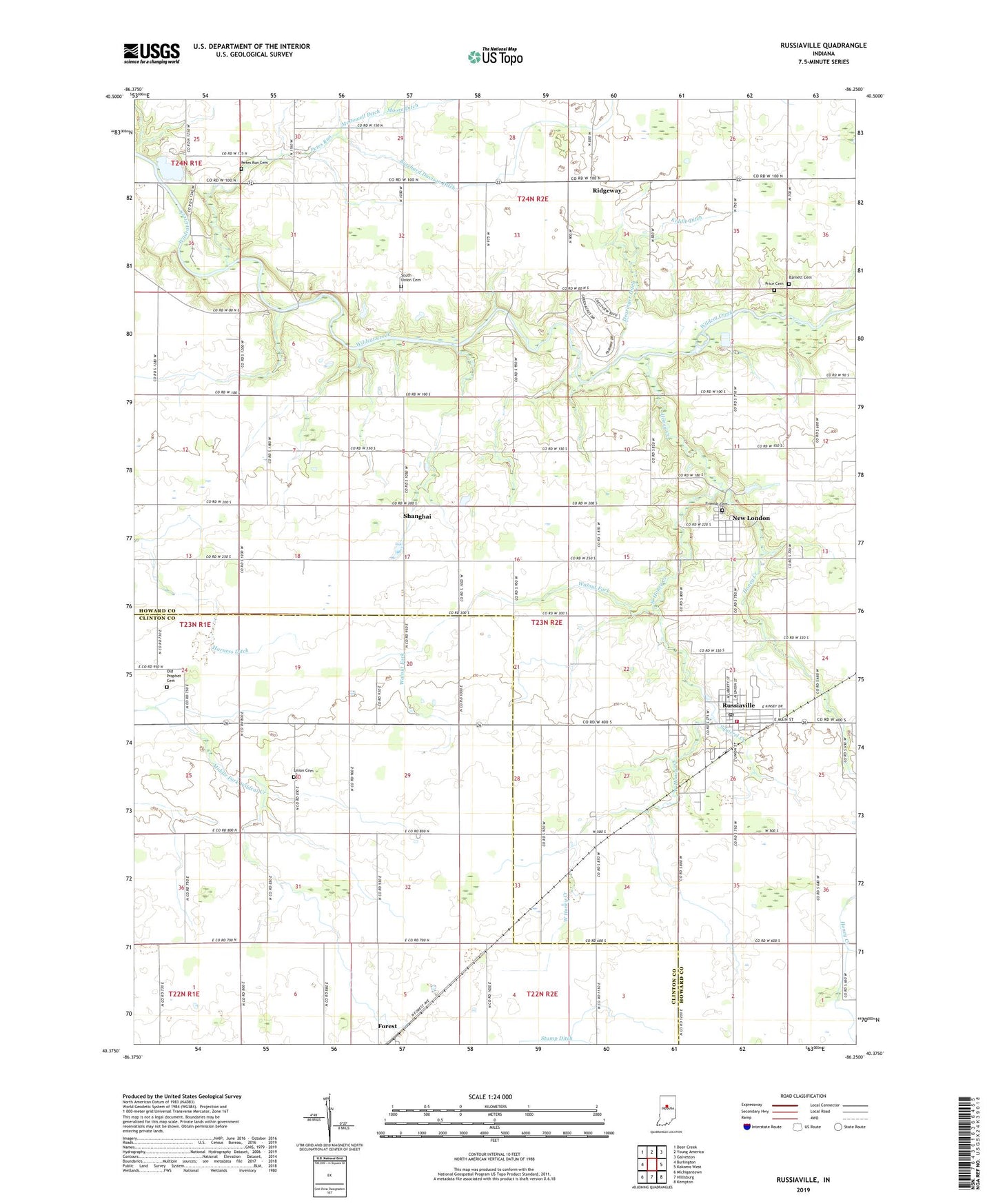 Russiaville Indiana US Topo Map Image