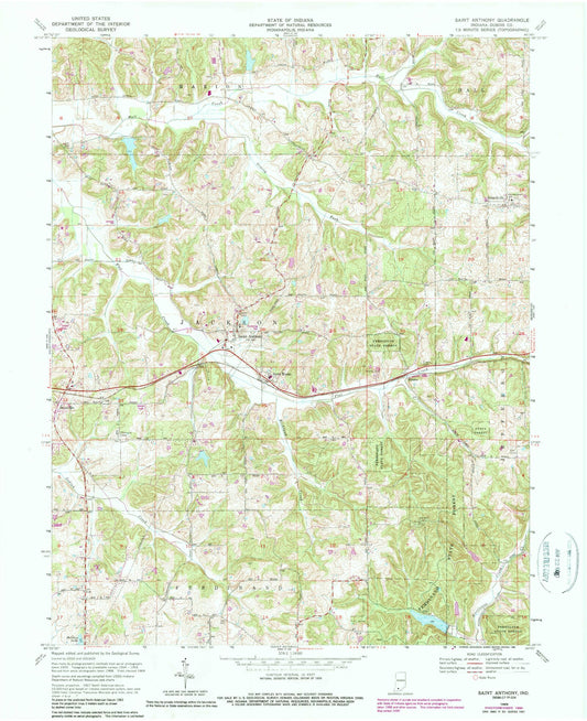 Classic USGS Saint Anthony Indiana 7.5'x7.5' Topo Map Image