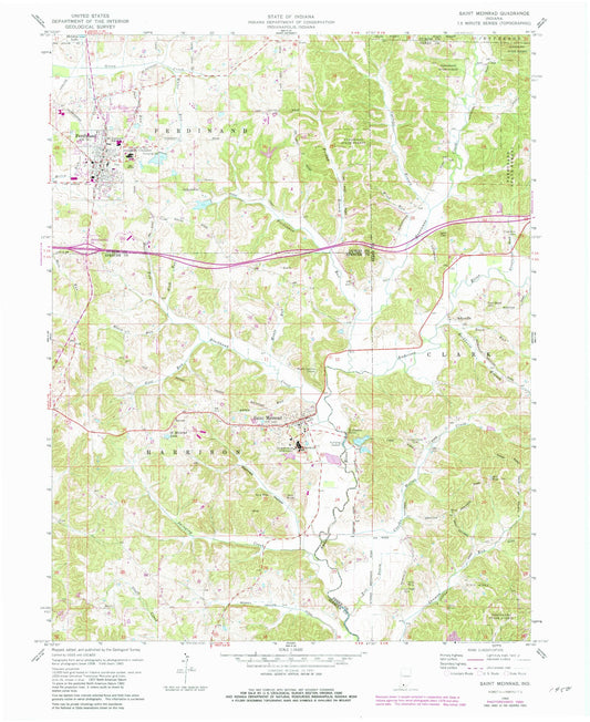Classic USGS Saint Meinrad Indiana 7.5'x7.5' Topo Map Image