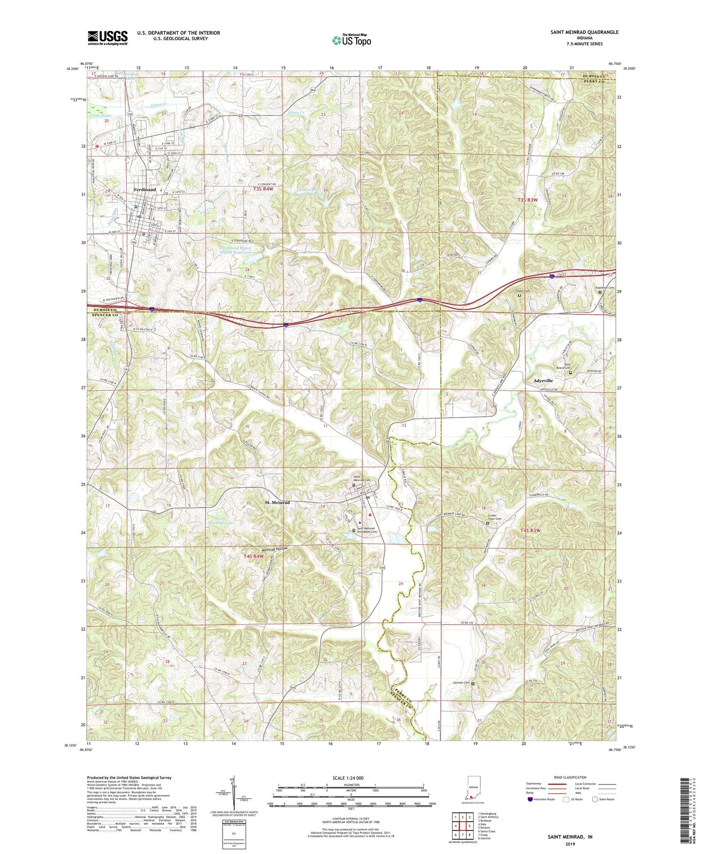 Saint Meinrad Indiana US Topo Map Image